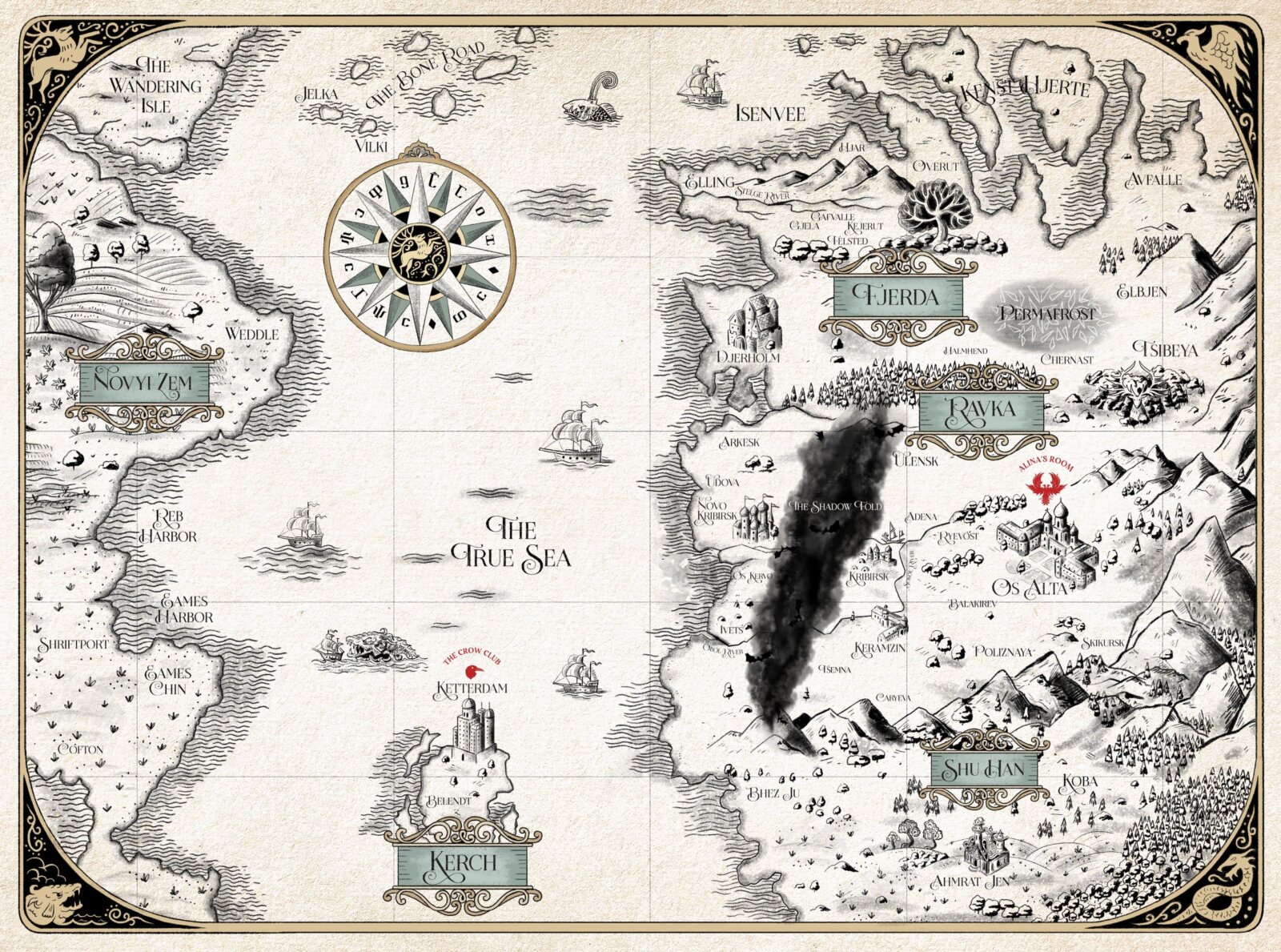 Alle Reiche aus Shadow and Bone auf einen Blick. Eine interaktive (englische) Karte zur Serie gibt es außerdem hier.